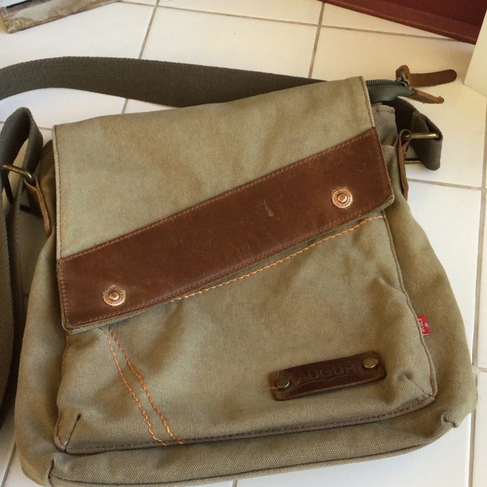 ‘Augur’ Canvas/Genuine Leather Messenger Bag